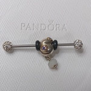 PandoraSilver14k Chalcedony Lavender CZ Dangle Charm/Pendant